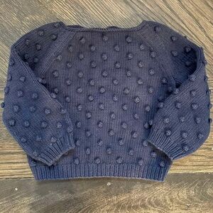 Misha and Puff Navy Blue Cotton Popcorn Sweater, 18-24mo